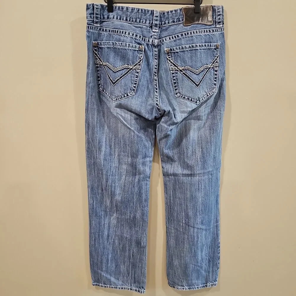 Rock And Roll Cowboy Jeans Men 36x34 Blue Denim Double Barrel Straight Relaxed